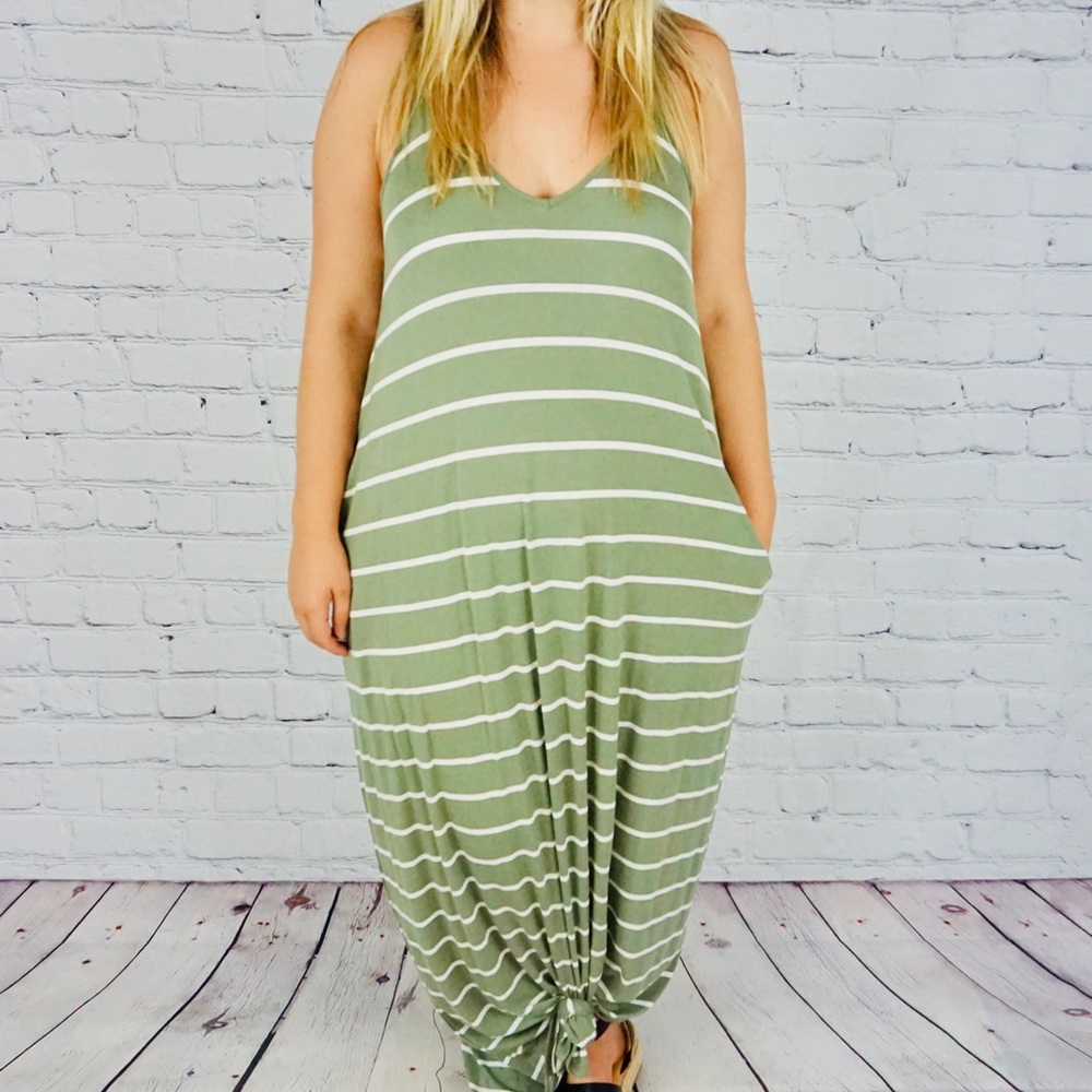 Striped Olive Maxi Dress